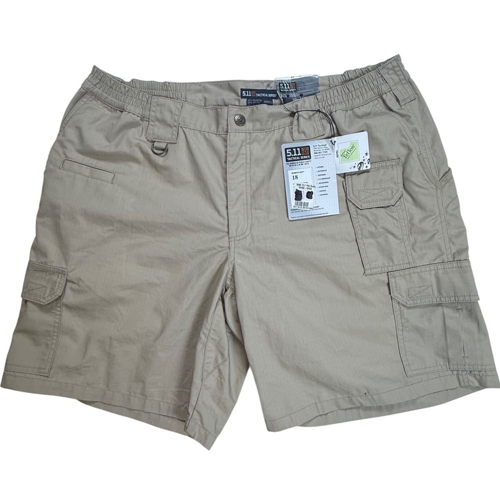 5.11 Tactical Taclite Pro Shorts Womens 18 Khaki Tan Ripstop Cargo 63071 New